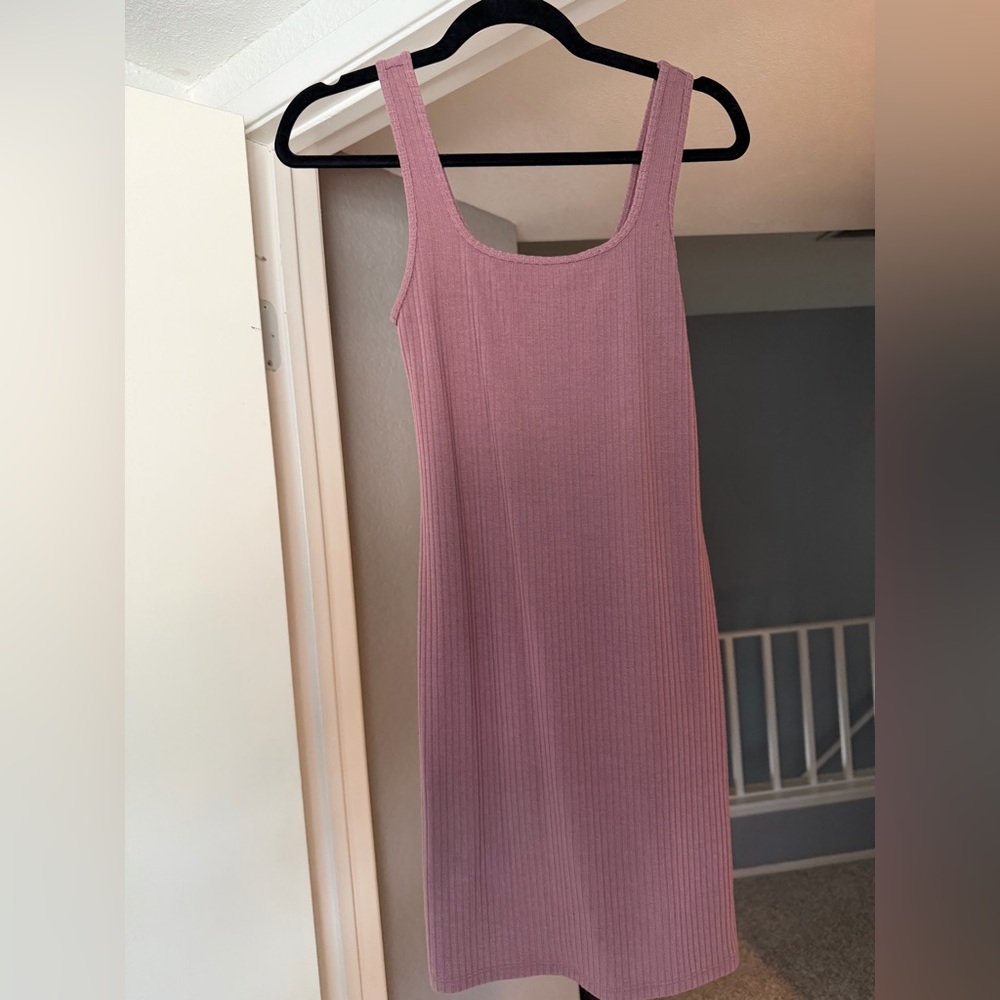 Abercrombie & Fitch Dusty Rose Ribbed Midi Tank Dress